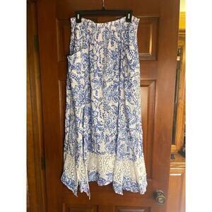 Women's Caroline Constas Blue White
Floral Paisley Lace Crochet Skirt Large